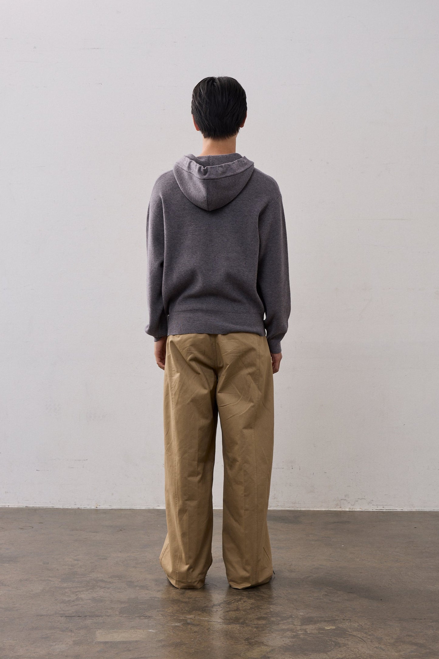 DOUBLE ZIP KNIT HOODIE / GRAY