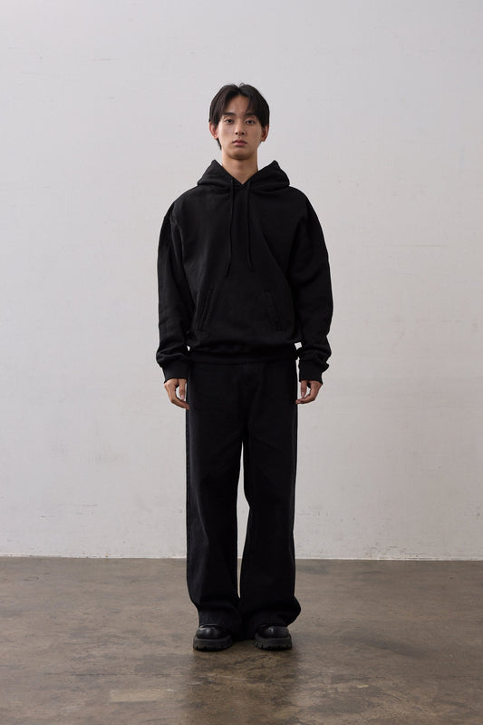 BACK LOGO SWEAT HOODIE / BLACK