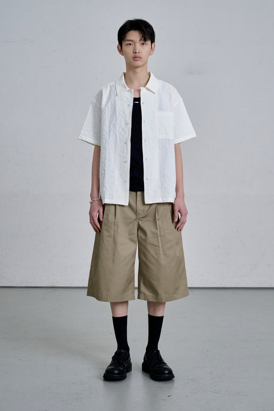 COTTON WIDE SHORTS / BEIGE