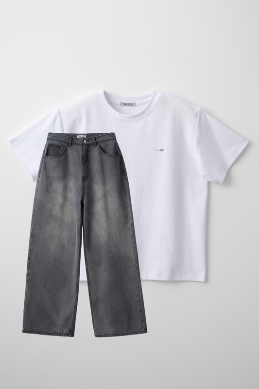 TIGHT T-SHIRTS WHITE × FLOW DENIM