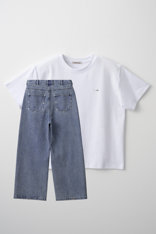 TIGHT T-SHIRTS WHITE × STUDS DENIM