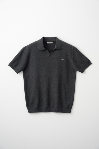 KNIT POLO SHIRT / GRAY