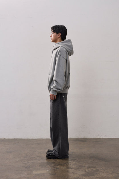 BACK LOGO SWEAT HOODIE / GRAY