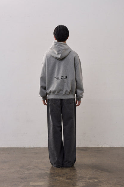 BACK LOGO SWEAT HOODIE / GRAY