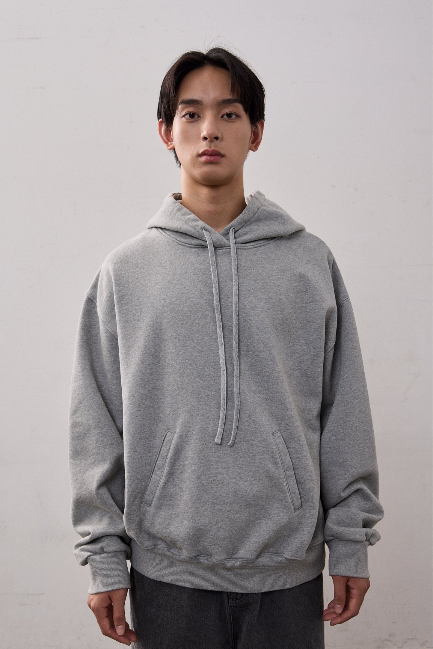 BACK LOGO SWEAT HOODIE / GRAY