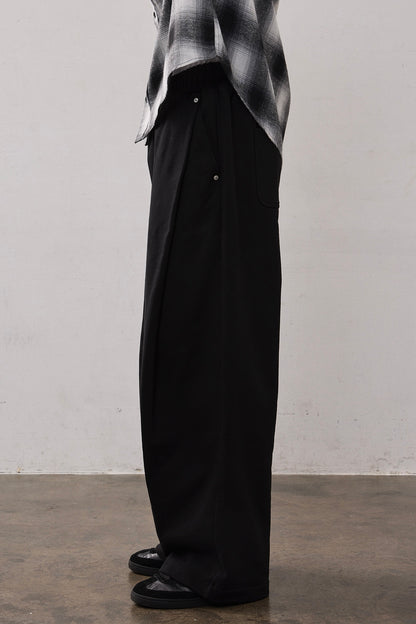 DEEP TUCK SWEAT PANTS / BLACK