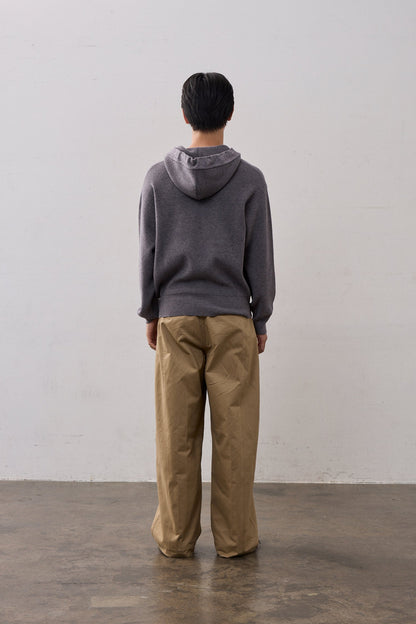 DOUBLE ZIP KNIT HOODIE / GRAY