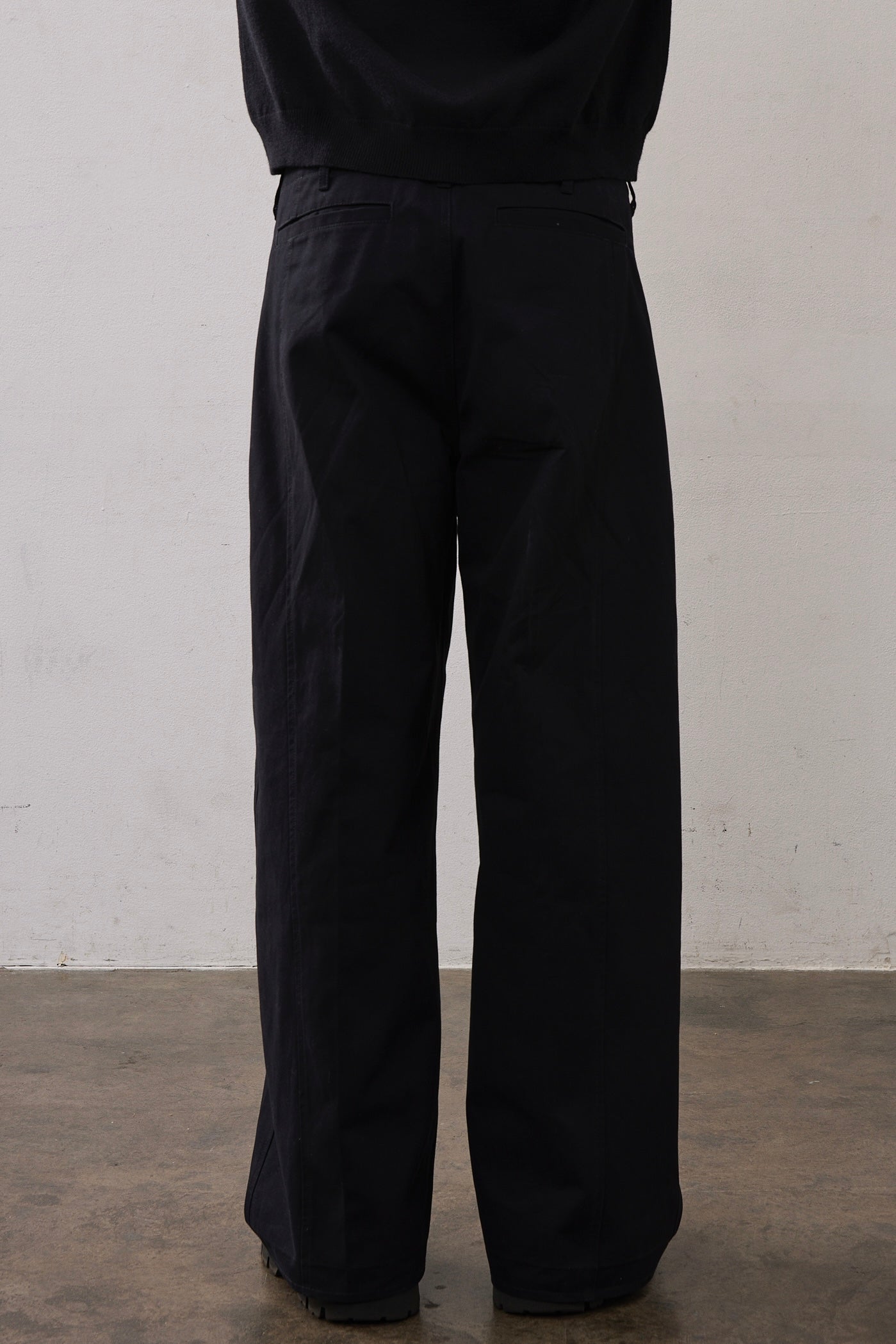 TWO TUCK COTTON WIDE PANTS / NAVY