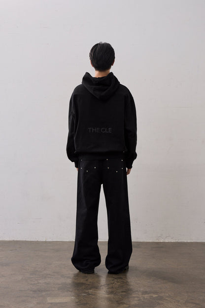 BACK LOGO SWEAT HOODIE / BLACK