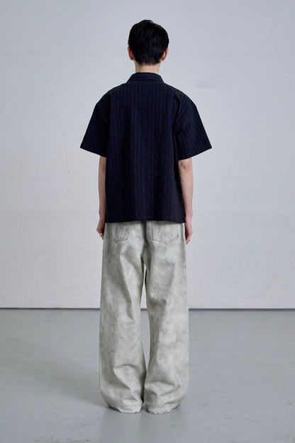 OPEN COLLAR SHIRT / BLACK