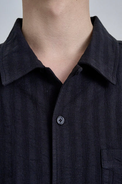 OPEN COLLAR SHIRT / BLACK