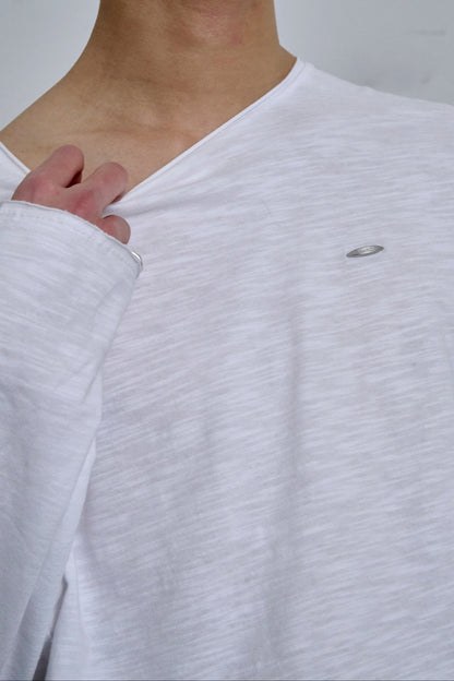 RAW EDGE LONG SLEEVE T-SHIRT / WHITE