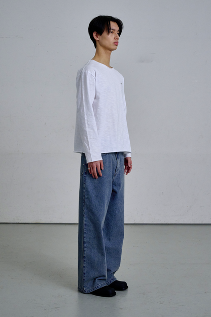 RAW EDGE LONG SLEEVE T-SHIRT / WHITE