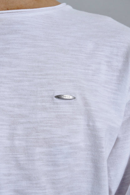 RAW EDGE LONG SLEEVE T-SHIRT / WHITE