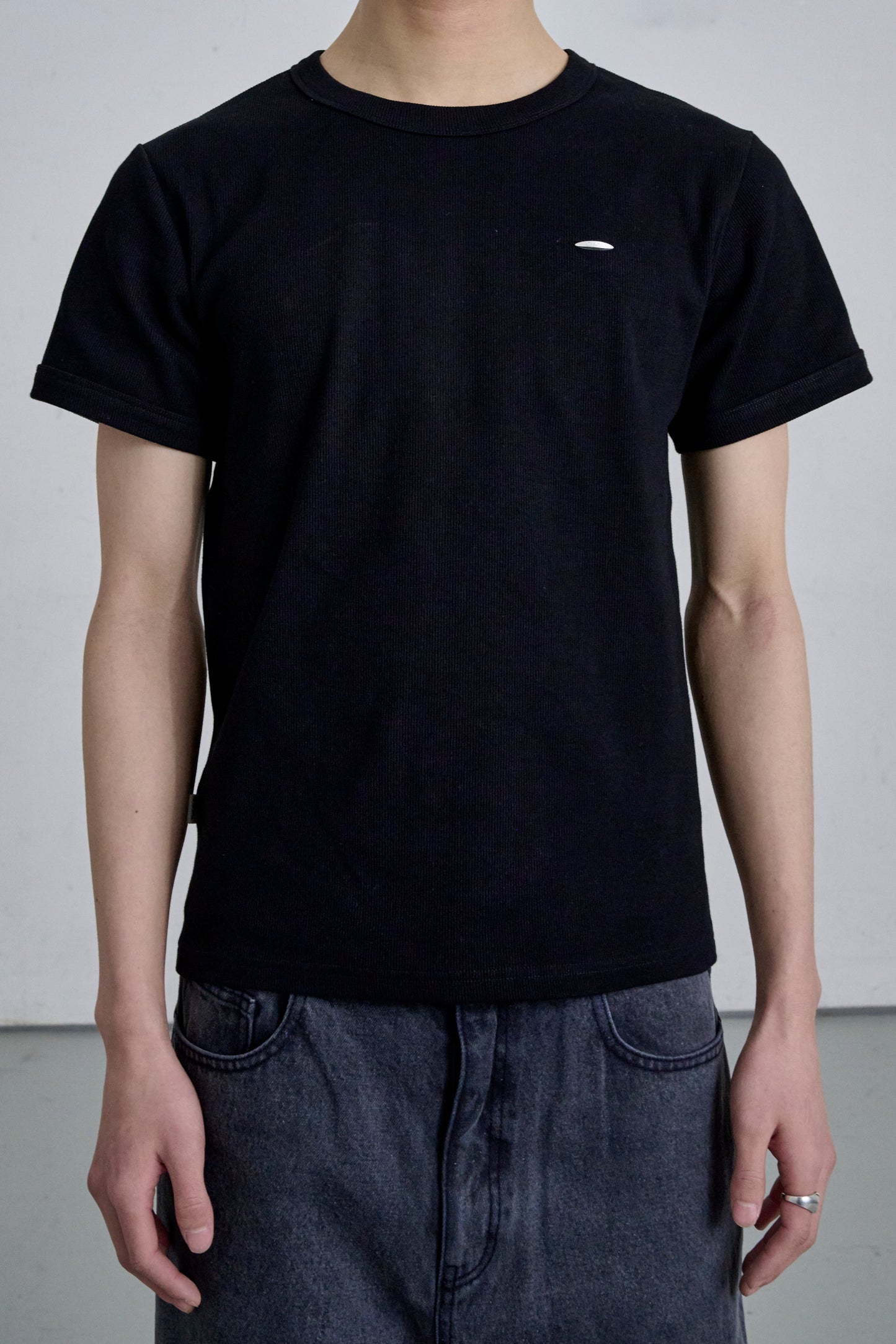 TIGHT RIB T-SHIRTS / BLACK