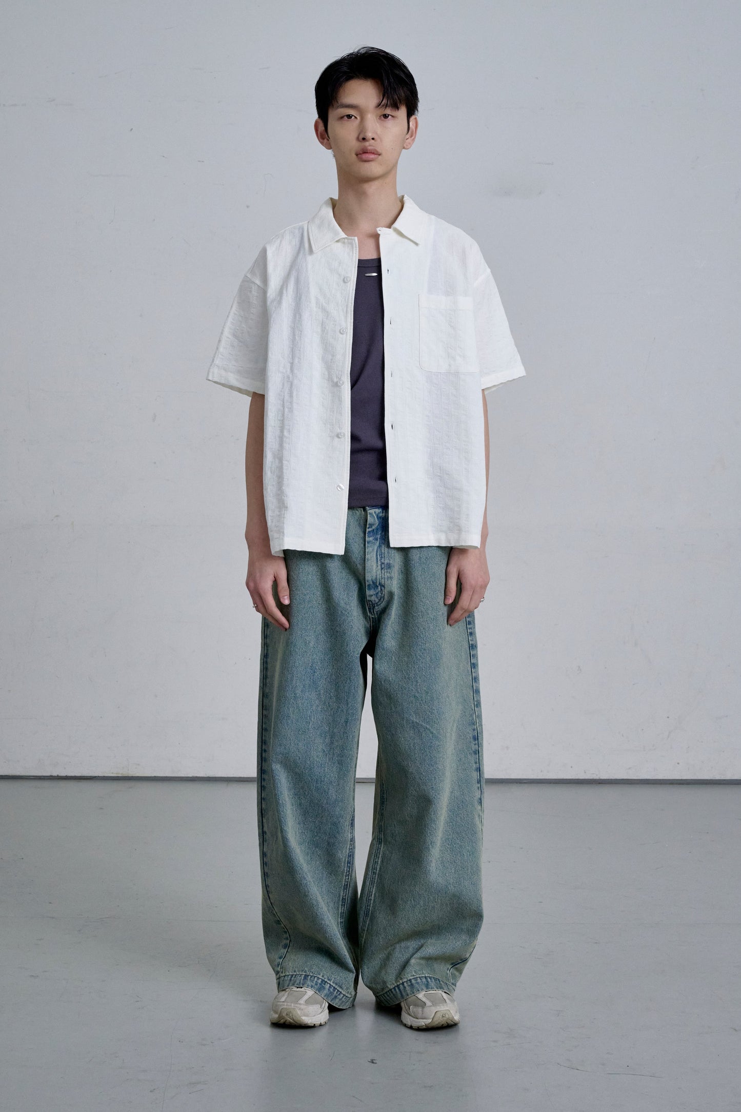 OPEN COLLAR SHIRT / WHITE
