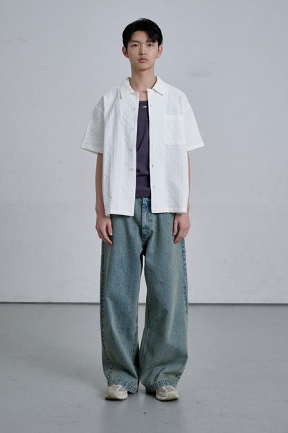 OPEN COLLAR SHIRT / WHITE