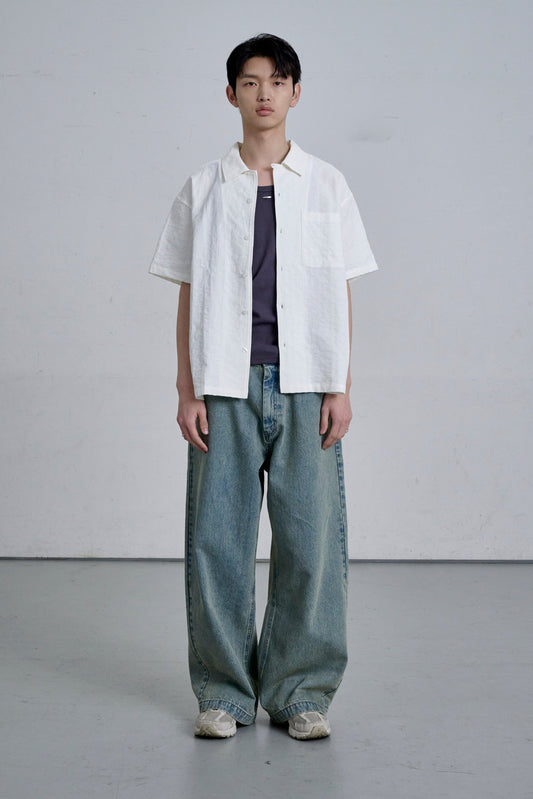 OPEN COLLAR SHIRT / WHITE