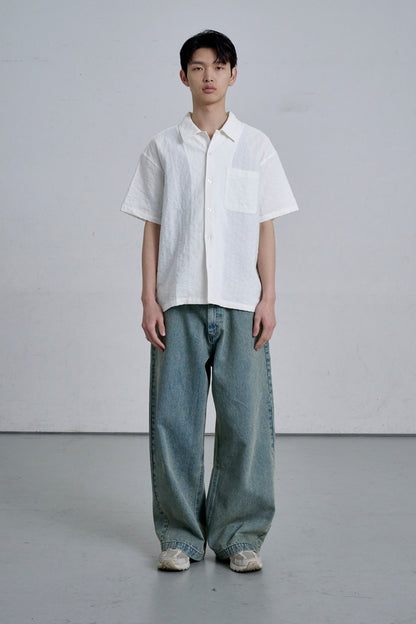 OPEN COLLAR SHIRT / WHITE
