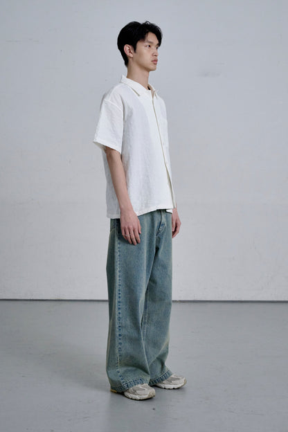 OPEN COLLAR SHIRT / WHITE