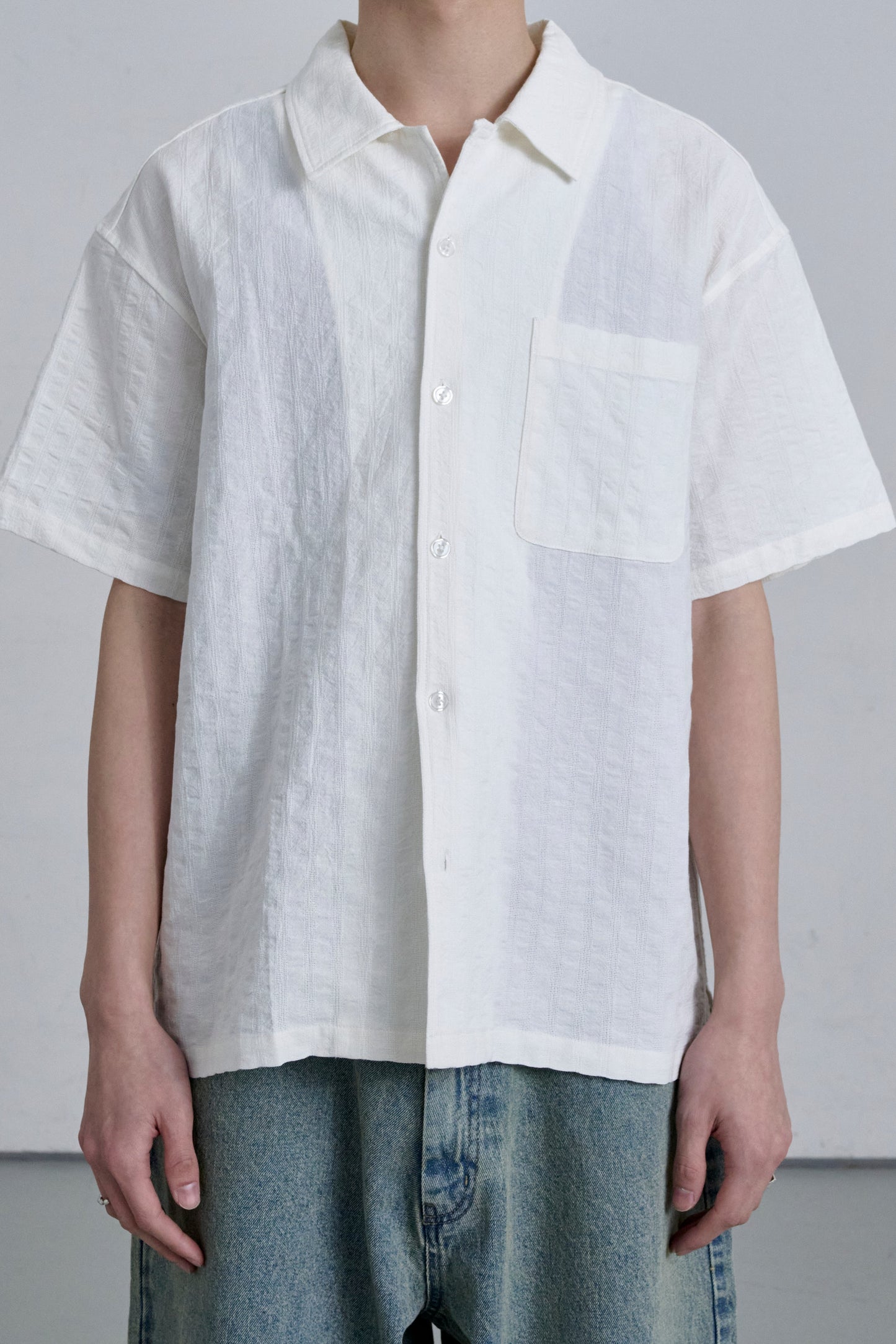 OPEN COLLAR SHIRT / WHITE