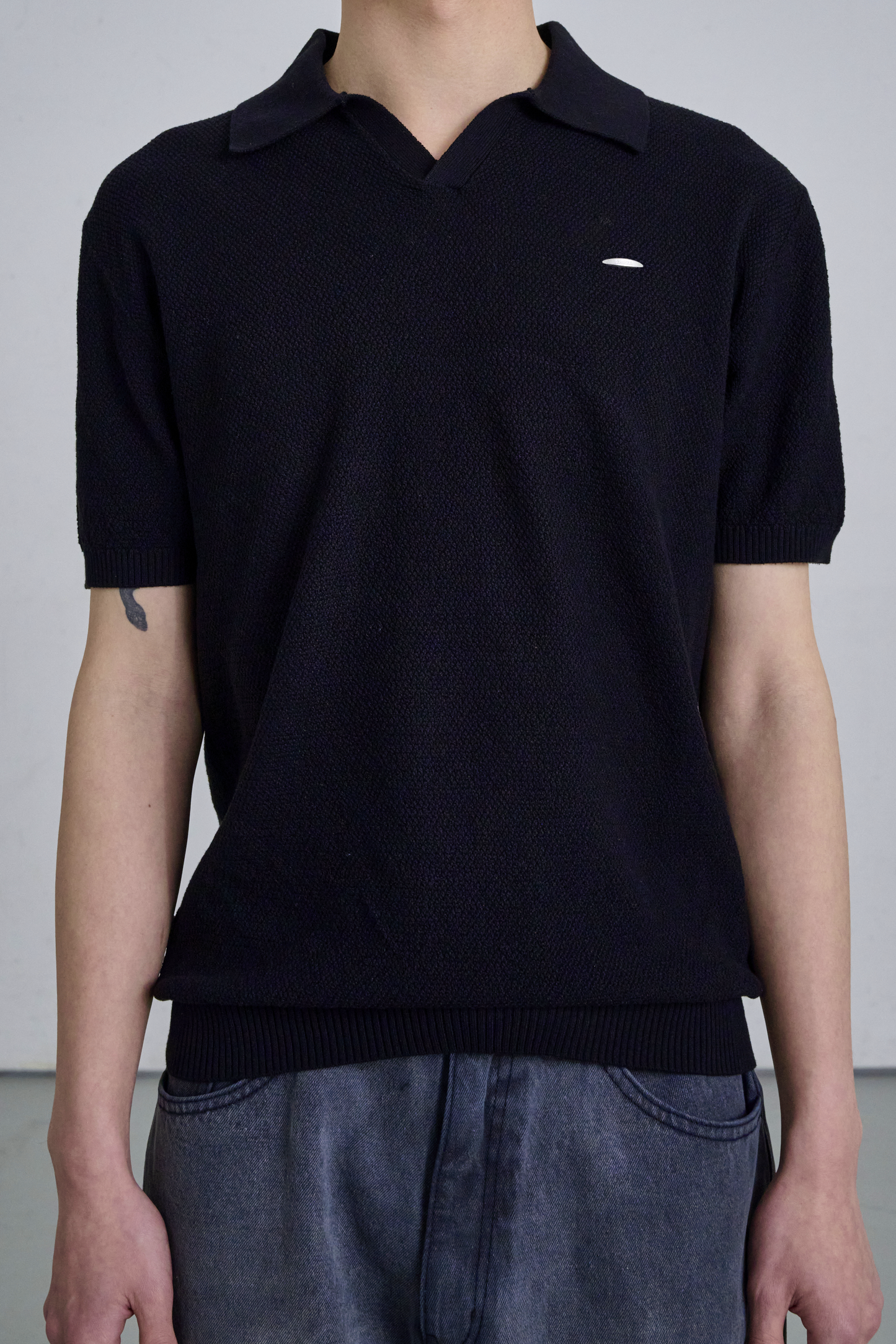 KNIT POLO SHIRT / BLACK