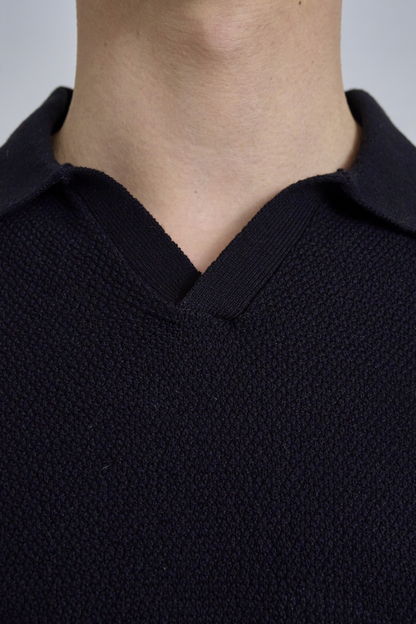 KNIT POLO SHIRT / BLACK