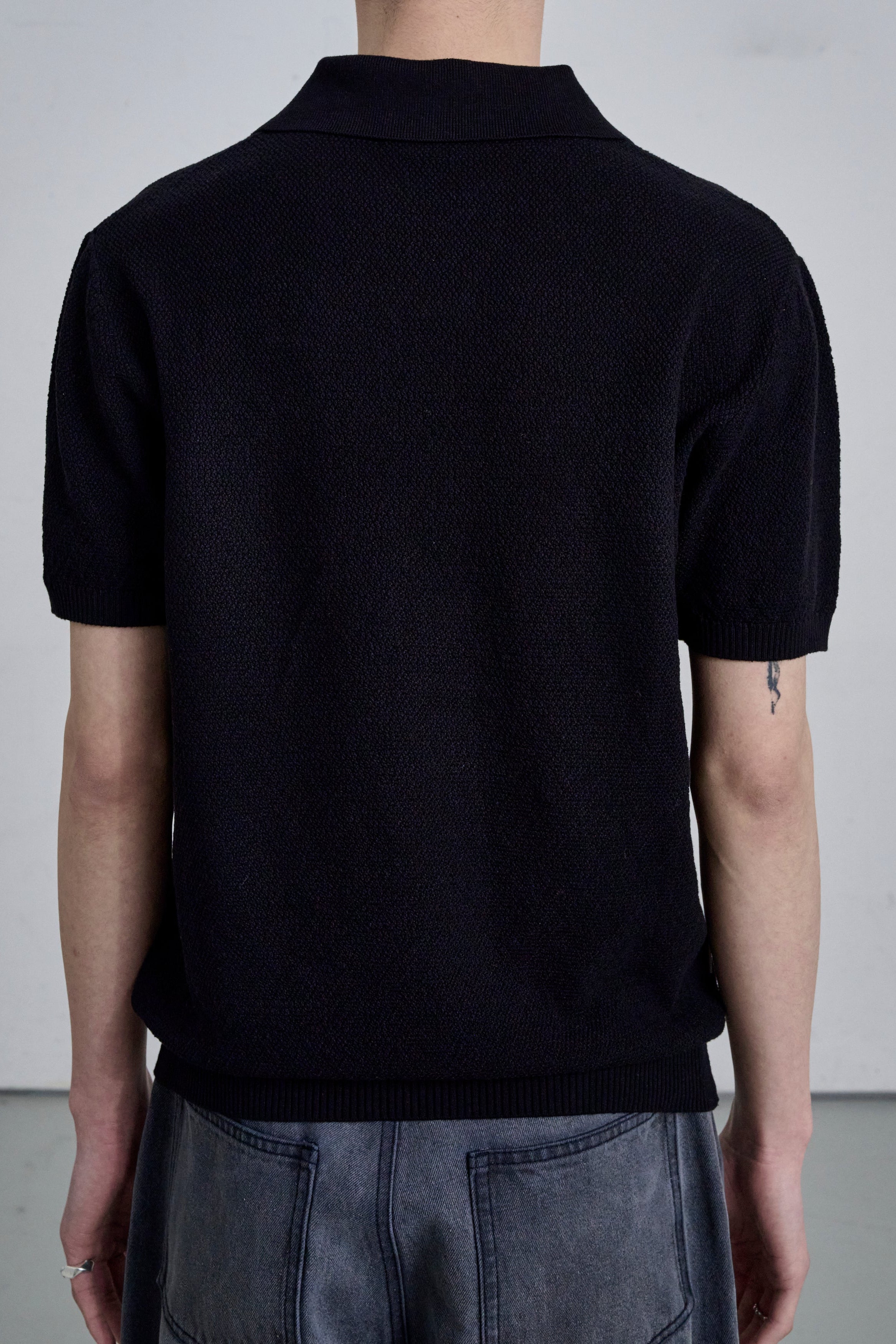 KNIT POLO SHIRT / BLACK – THE CLE