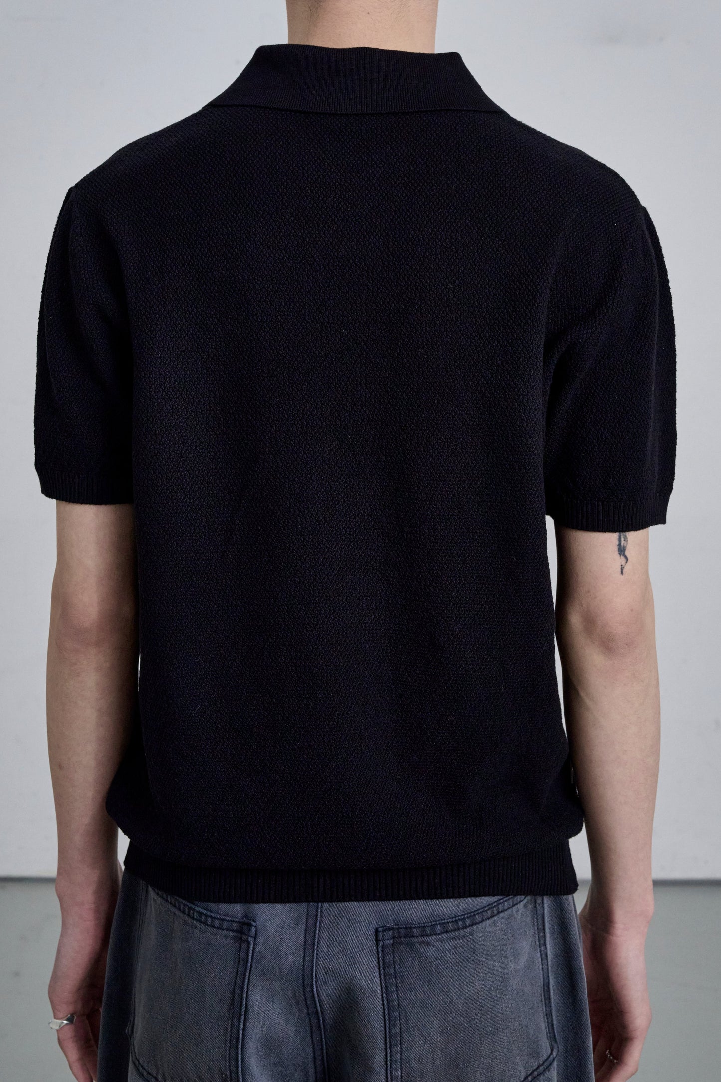 KNIT POLO SHIRT / BLACK