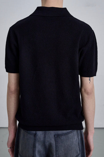KNIT POLO SHIRT / BLACK