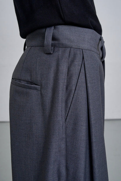 DEEP TUCK SLACKS / GRAY
