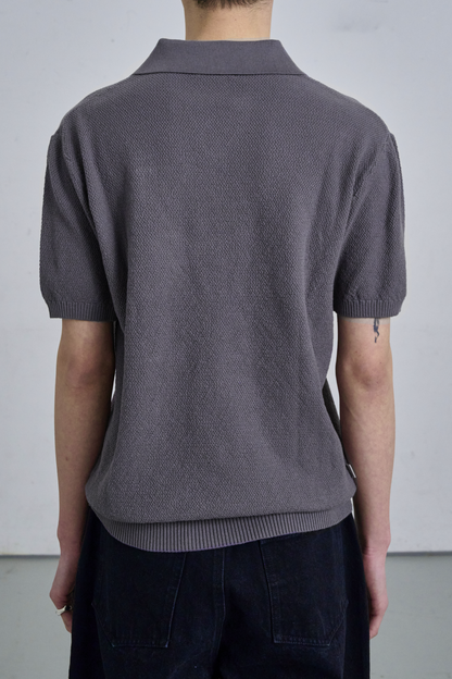 KNIT POLO SHIRT / LIGHT GRAY