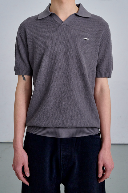 KNIT POLO SHIRT / LIGHT GRAY