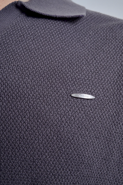 KNIT POLO SHIRT / LIGHT GRAY