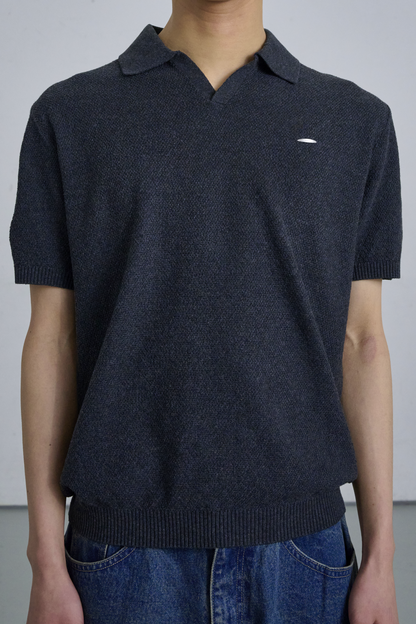 KNIT POLO SHIRT / GRAY