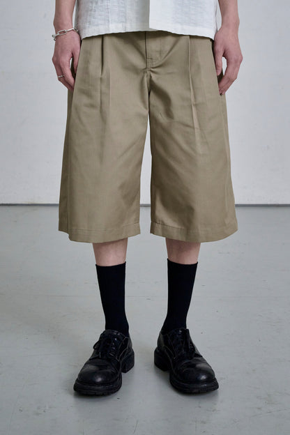 COTTON WIDE SHORTS / BEIGE