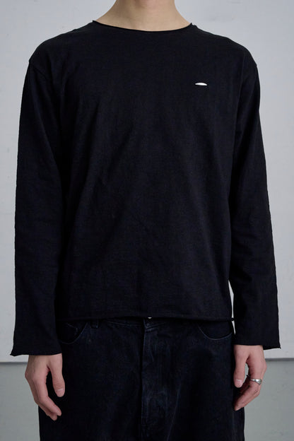 RAW EDGE LONG SLEEVE T-SHIRT / BLACK