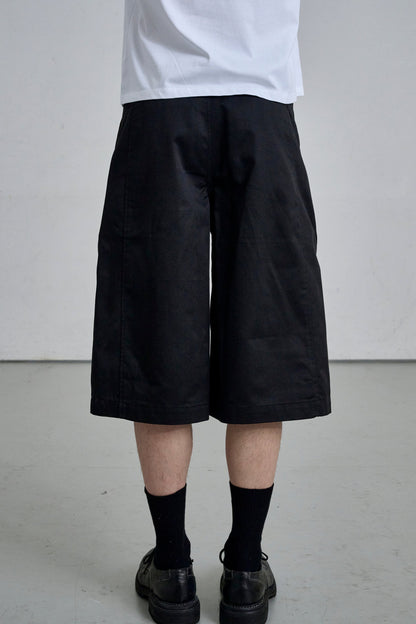 COTTON WIDE SHORTS / BLACK