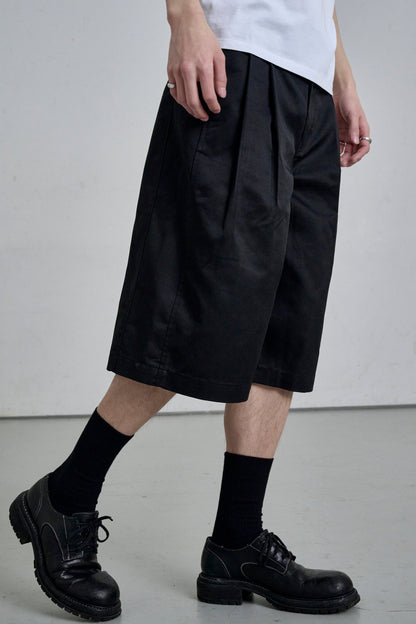 COTTON WIDE SHORTS / BLACK