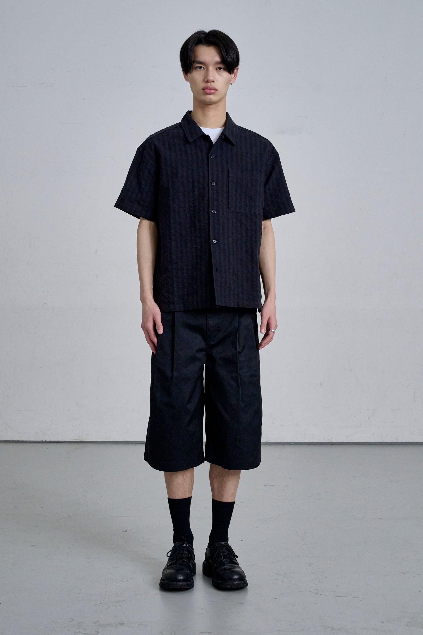OPEN COLLAR SHIRT / BLACK
