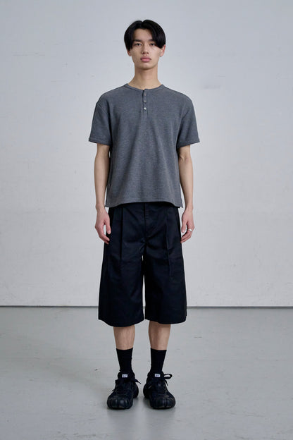 COTTON WIDE SHORTS / BLACK