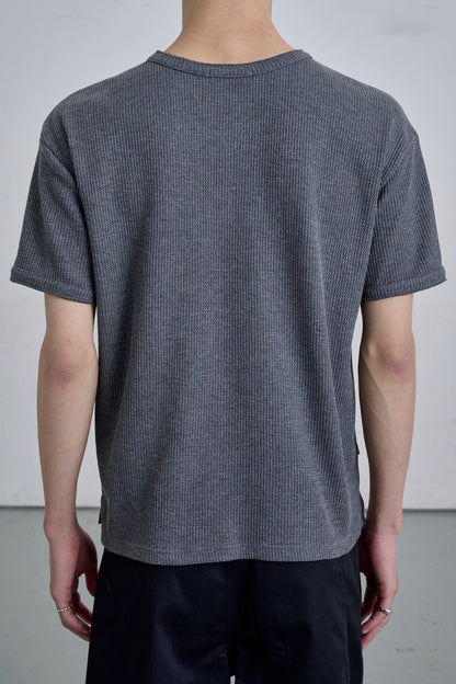 HENLEY NECK POLO SHIRT / GRAY