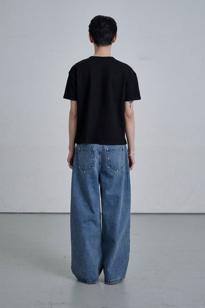 HENLEY NECK POLO SHIRT / BLACK