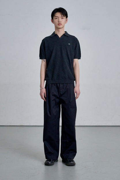KNIT POLO SHIRT / GRAY