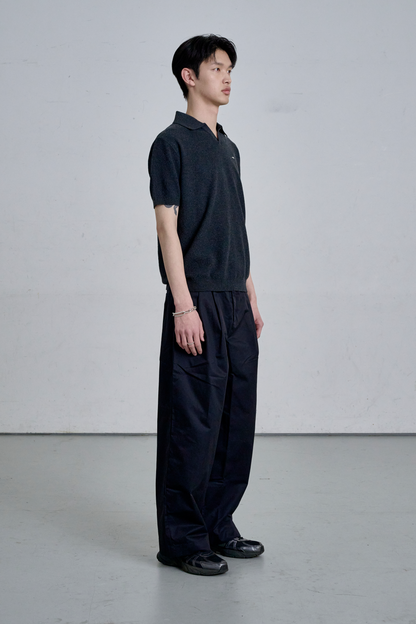 KNIT POLO SHIRT / GRAY
