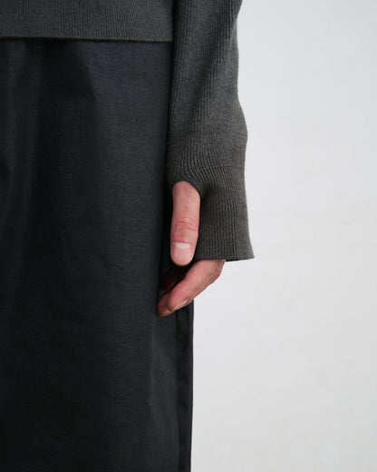 RIB KNIT ZIP HOODIE / GRAY