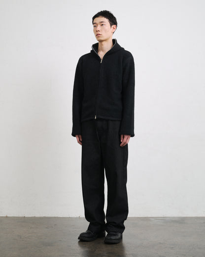 MOHAIR TOUCH ZIP KNIT HOODIE / BLACK