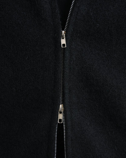 MOHAIR TOUCH ZIP KNIT HOODIE / BLACK