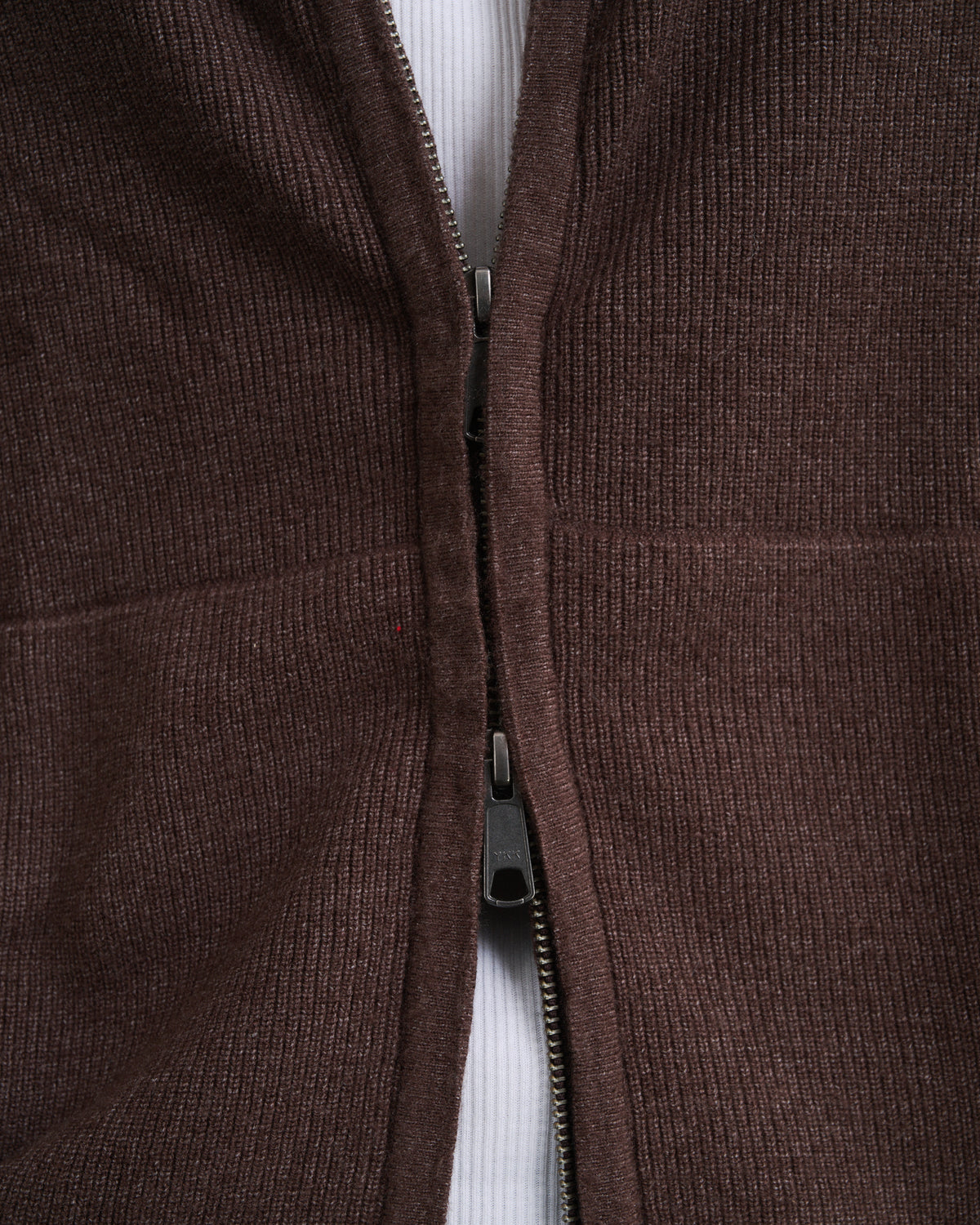 RIB KNIT ZIP HOODIE / BROWN