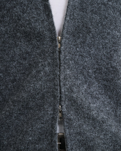 MOHAIR TOUCH ZIP KNIT HOODIE / GRAY